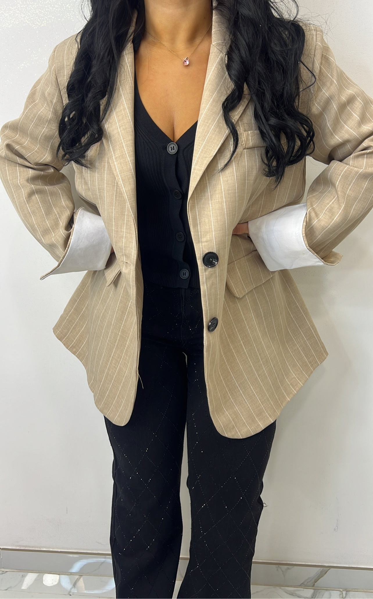 BLAZER BEIGE RAYÉ