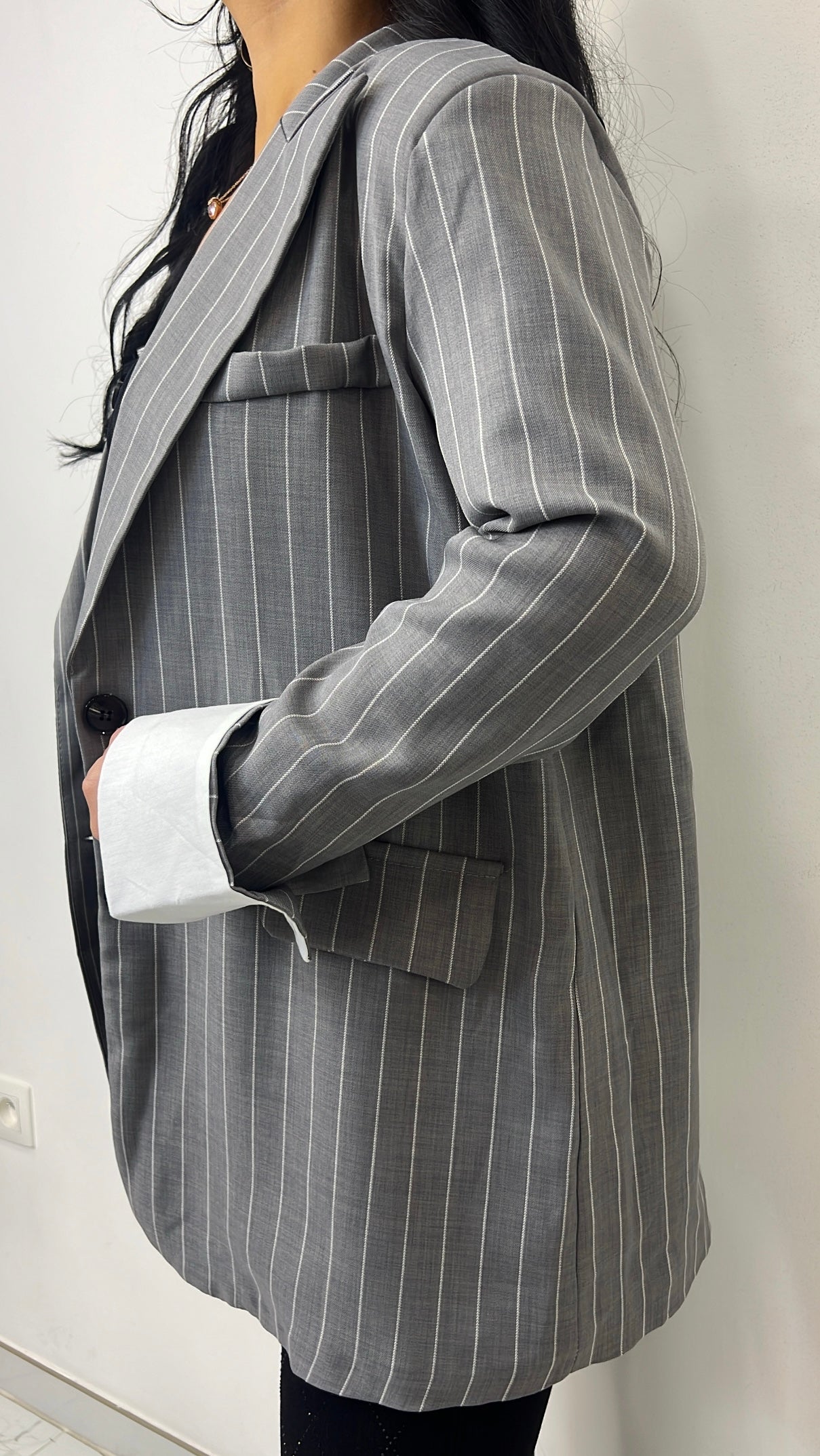 BLAZER GRIS RAYÉ