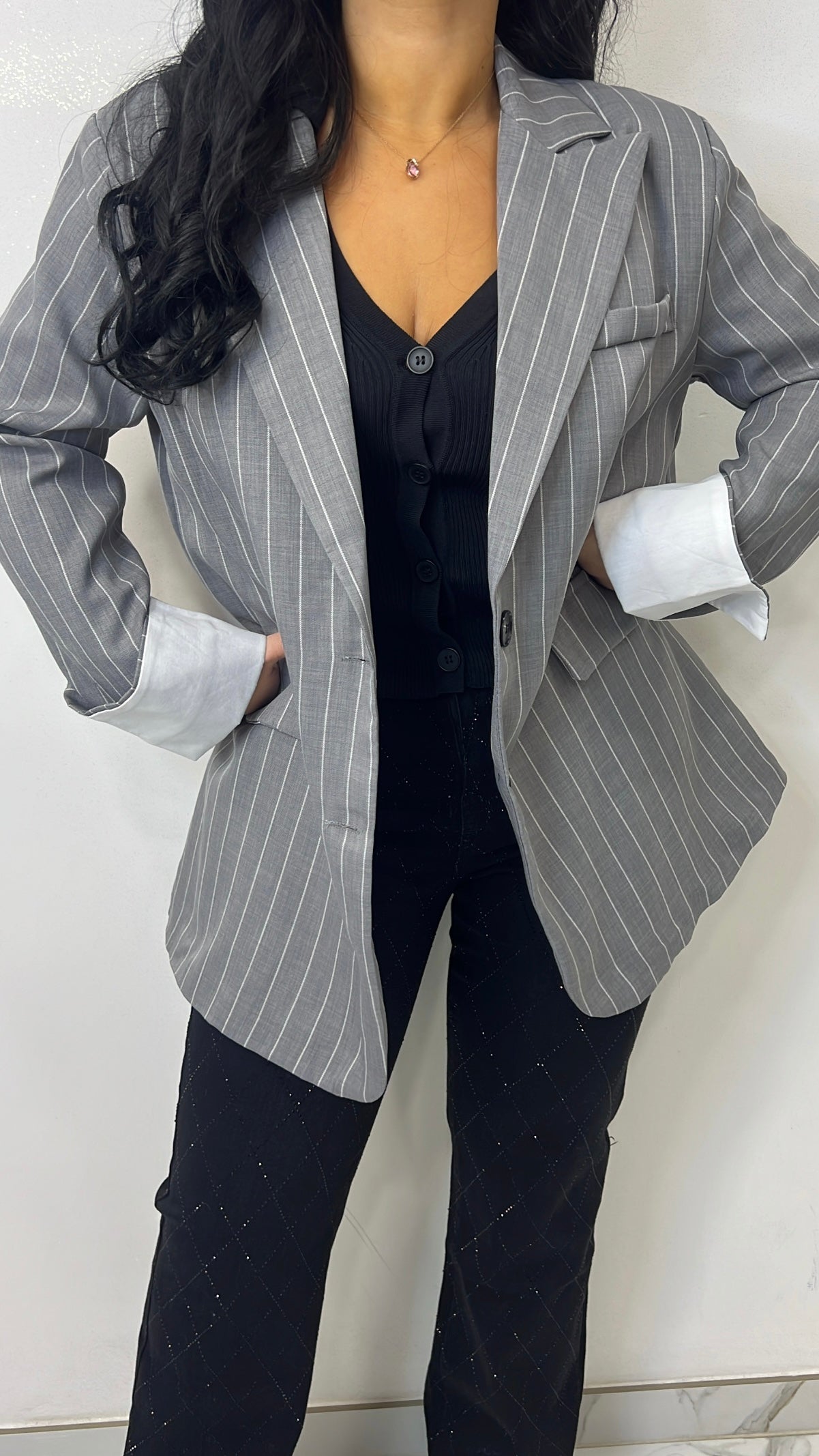 BLAZER GRIS RAYÉ