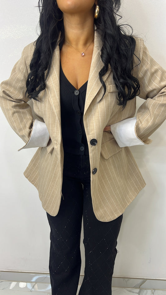 BLAZER BEIGE RAYÉ