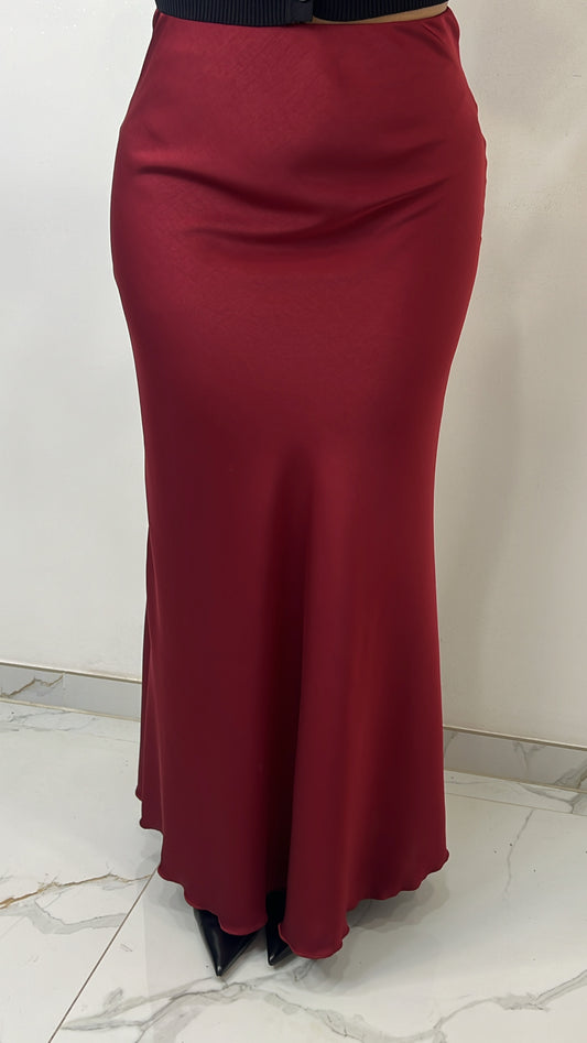 Jupe Satinée Bordeaux